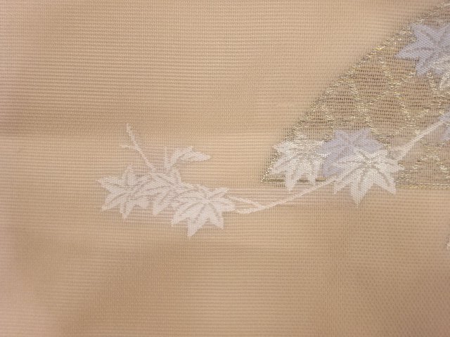  未使用品　紗　光悦垣に紅葉模様織り出し　名古屋帯